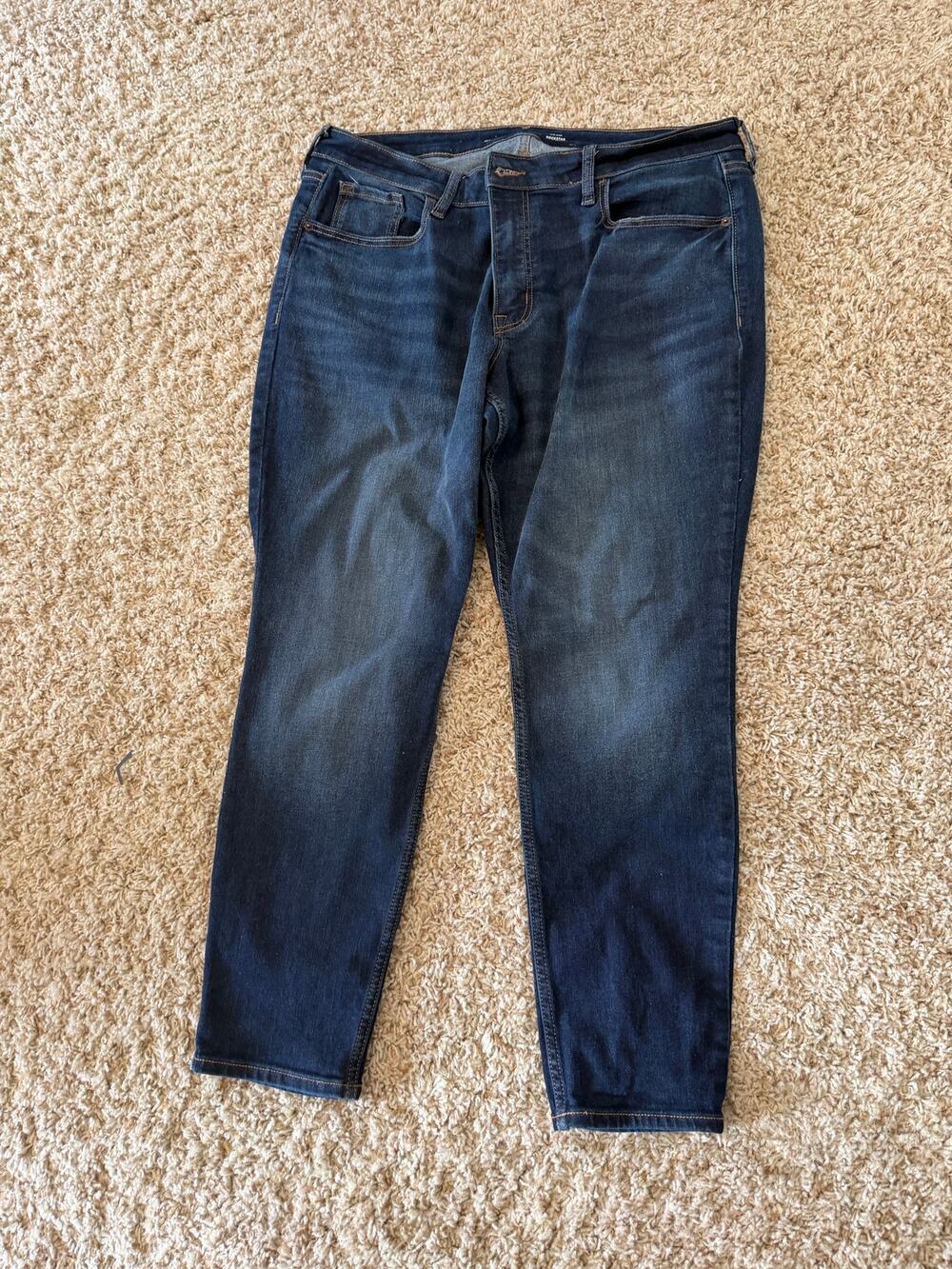 Old Navy Dark Blue Rockstar Mid Rise Super Skinny Jeans 16 Short